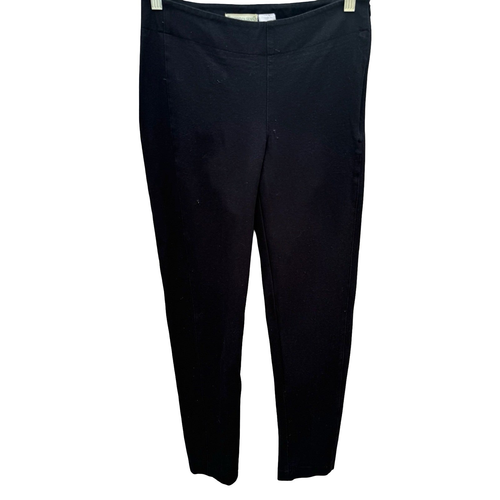 Sigrid Olsen Studio Black Stretch Ankle Pants Side Zip Tapered Trousers Size 2