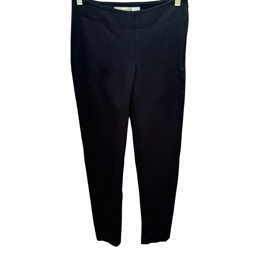 Sigrid Olsen Studio Black Stretch Ankle Pants Side Zip Tapered Trousers Size 2