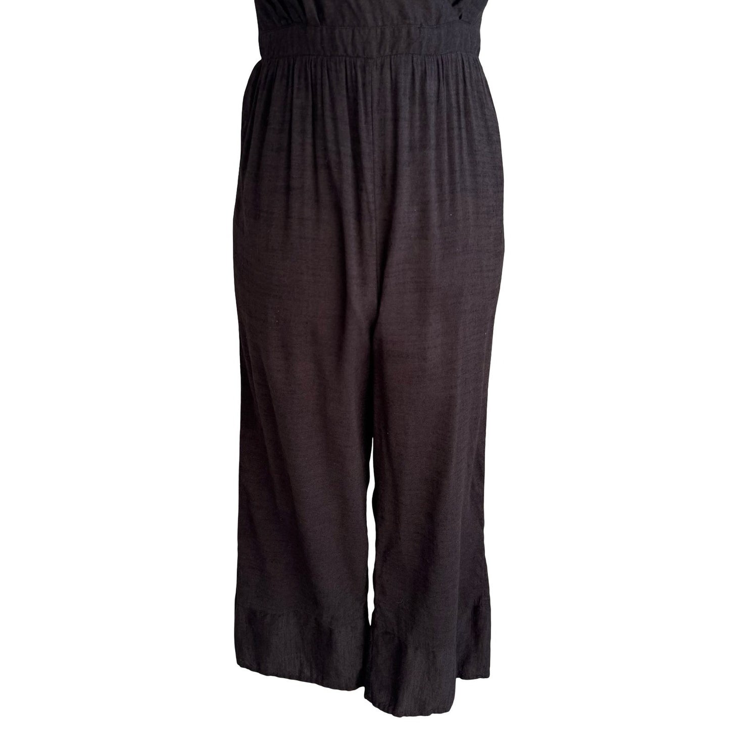 Express Boho Halter Jumpsuit Surplice Wide Leg Cropped Smocked Gauze Crepe S