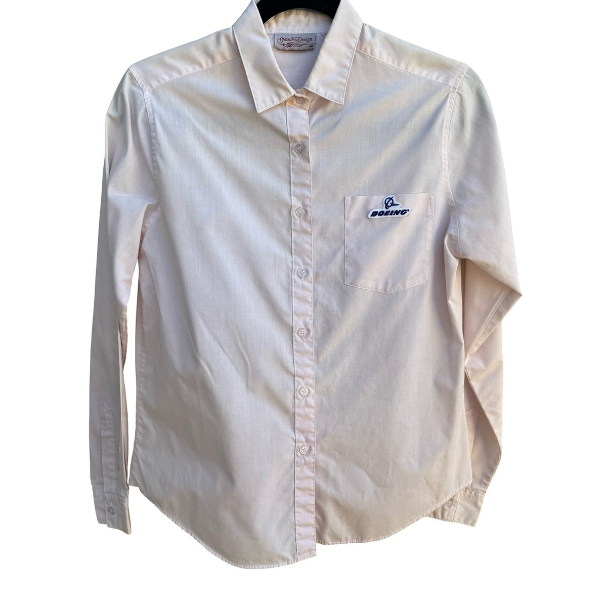 Boeing Grand Design Vintage 80s Aviation Pilot Aerospace Logo Shirt Pink M