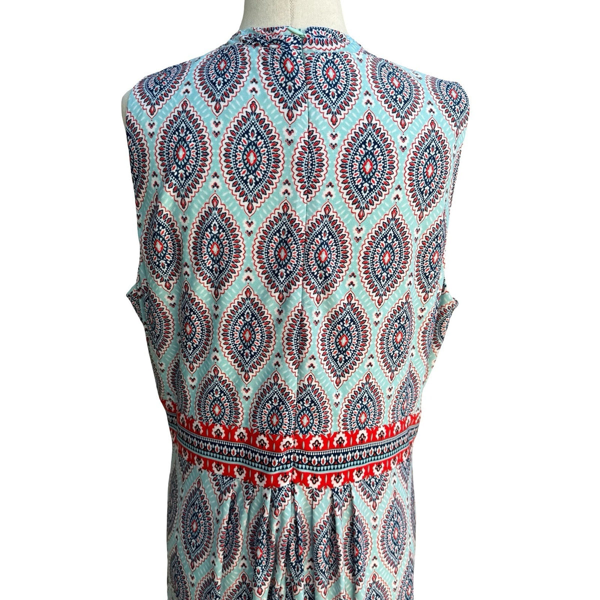 R&K Boho Resortwear Paisley V-Neck Sleeveless Empire Waist Flowy Maxi Dress 16P