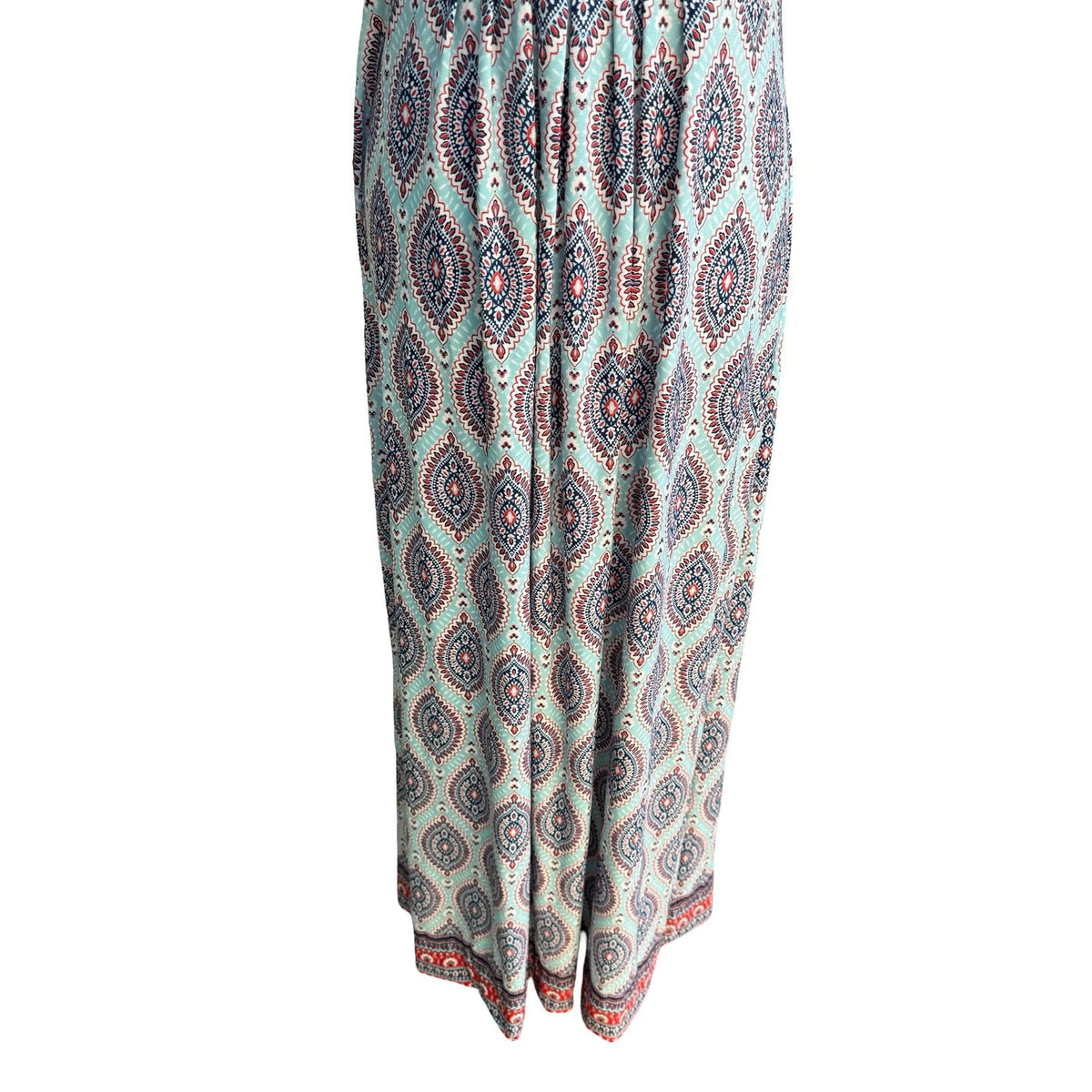 R&K Boho Resortwear Paisley V-Neck Sleeveless Empire Waist Flowy Maxi Dress 16P