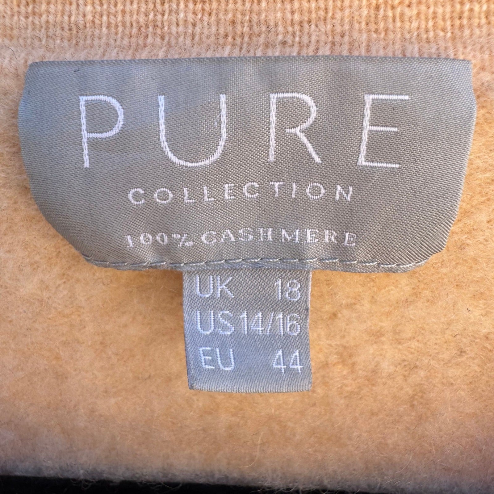 Pure Collection 100% Cashmere Luxury Minimalist Preppy Sweater Pastel Peach L
