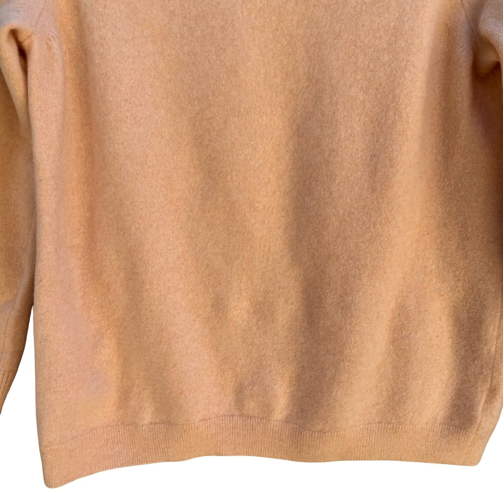 Pure Collection 100% Cashmere Luxury Minimalist Preppy Sweater Pastel Peach L