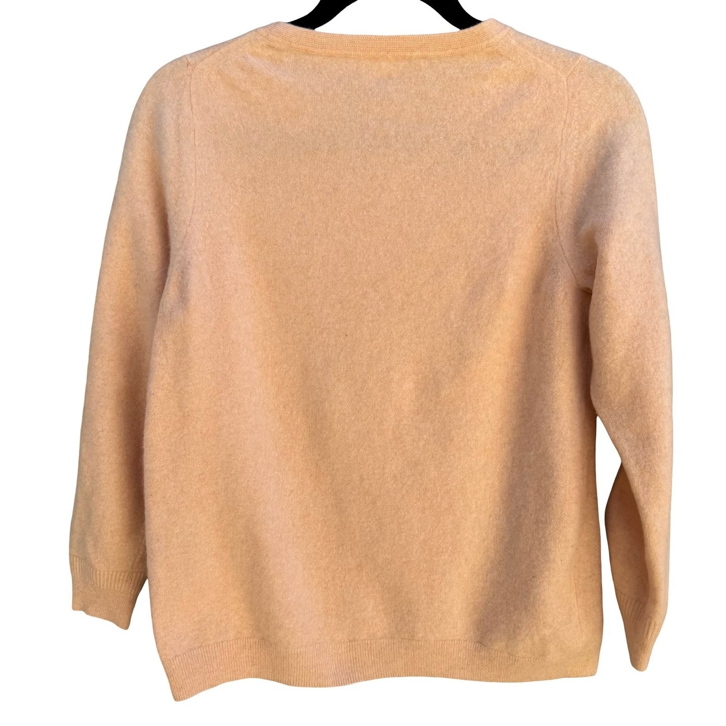Pure Collection 100% Cashmere Luxury Minimalist Preppy Sweater Pastel Peach L