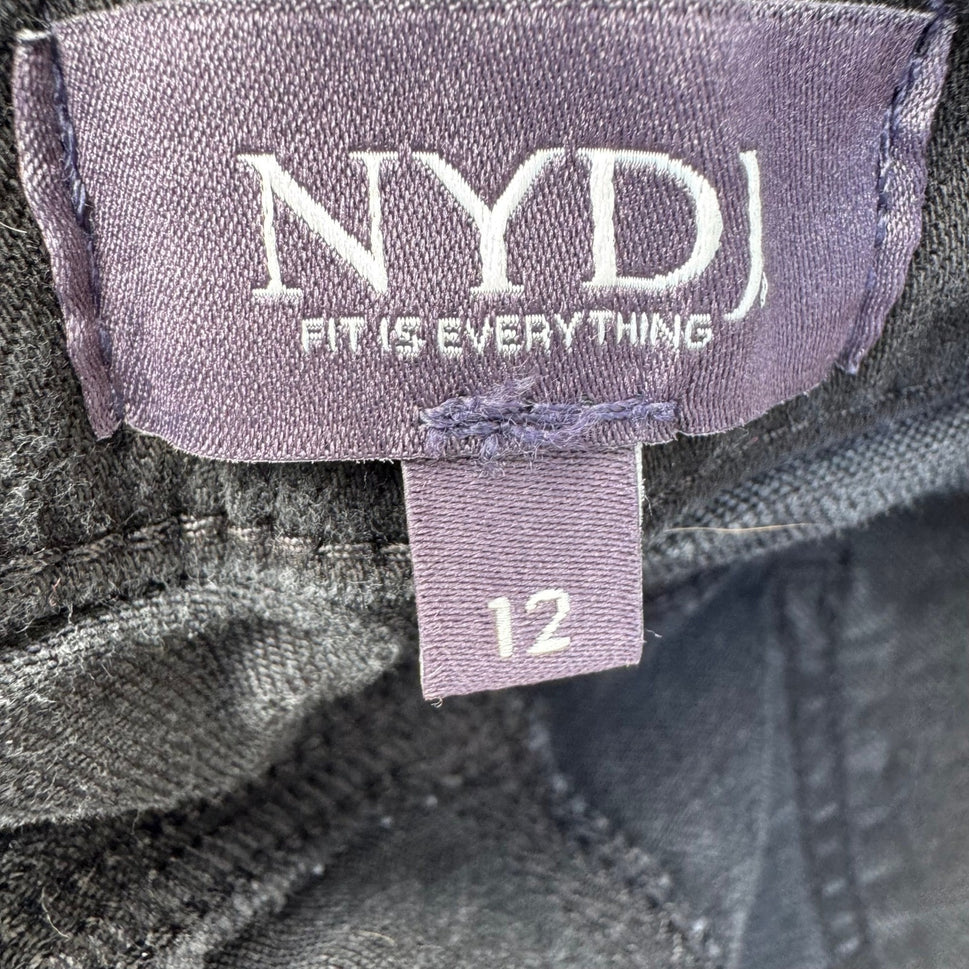 NYDJ Marilyn Straight Leg Black Dark Wash Jeans Womens 12 Lift Tuck Technology