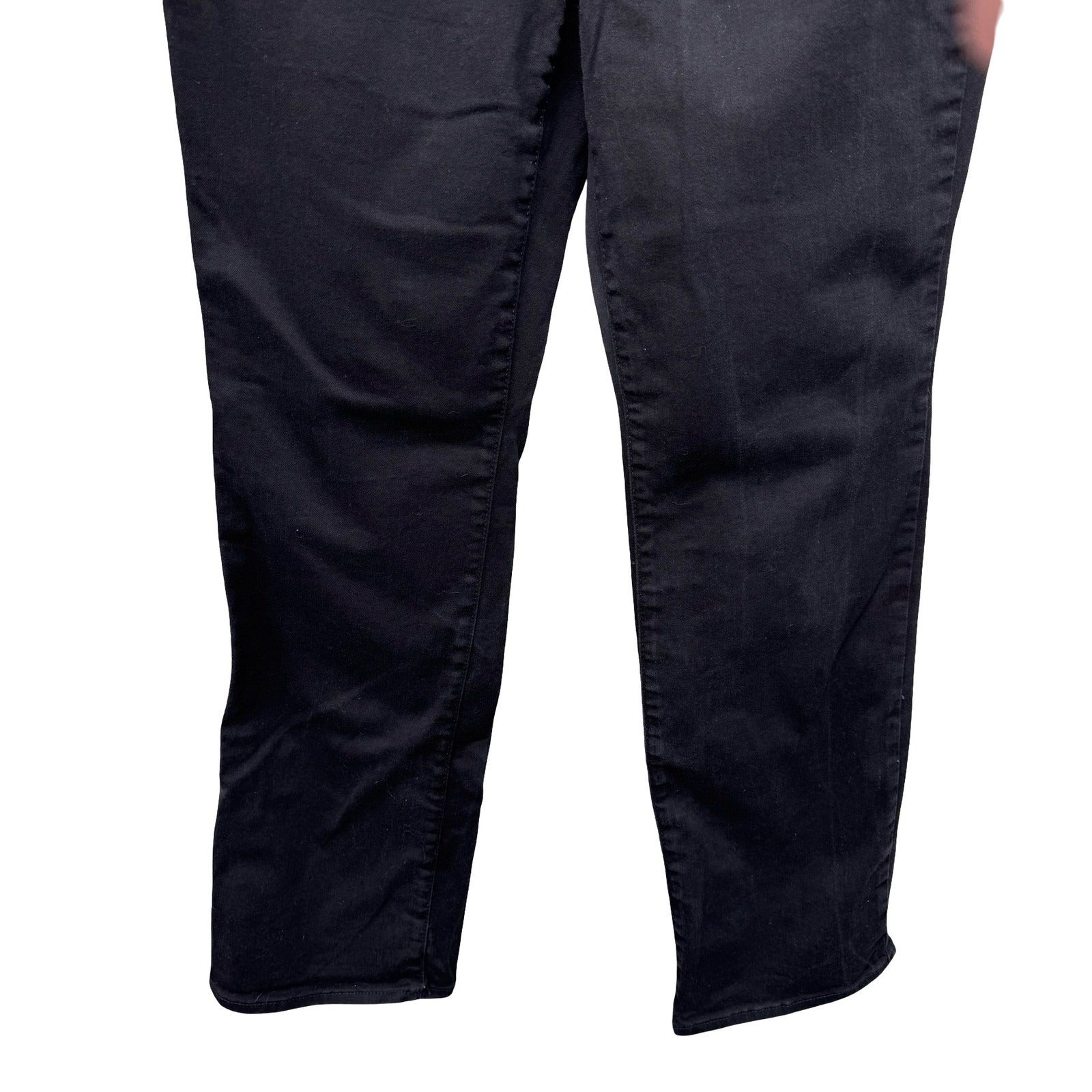 NYDJ Marilyn Straight Leg Black Dark Wash Jeans Womens 12 Lift Tuck Technology