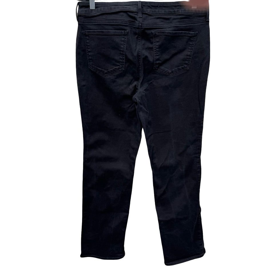 NYDJ Marilyn Straight Leg Black Dark Wash Jeans Womens 12 Lift Tuck Technology