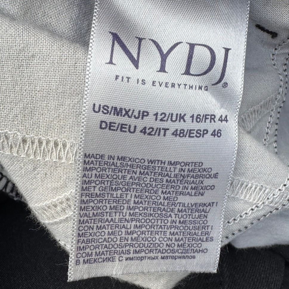 NYDJ Marilyn Straight Leg Black Dark Wash Jeans Womens 12 Lift Tuck Technology
