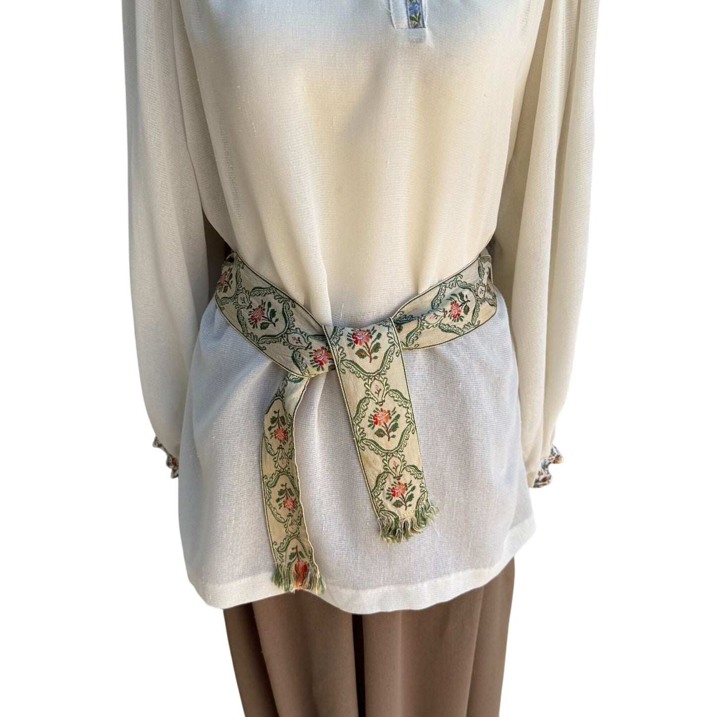 The French Clique Vintage 70s Silk Embroidered Blouse Belt Harem Palazzo Pants 4