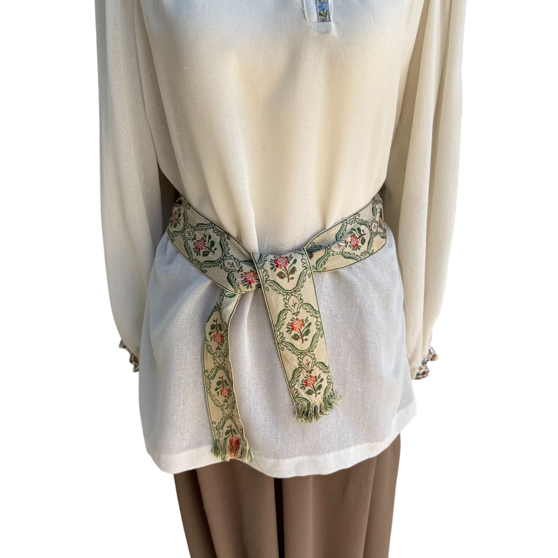 The French Clique Vintage 70s Silk Embroidered Blouse Belt Harem Palazzo Pants 4