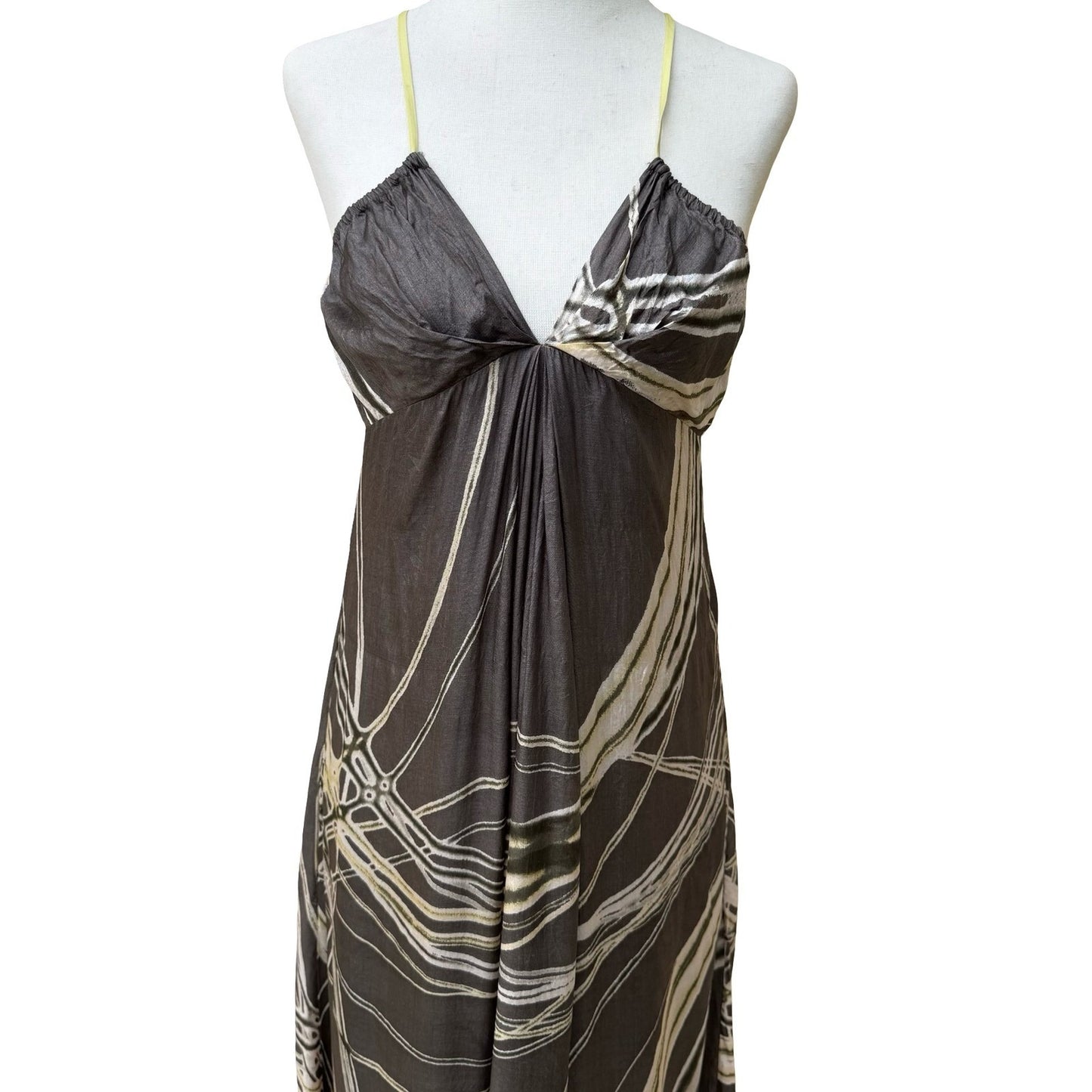 Calvin Klein Y2K Silk Luxury Resortwear Cocktail Cocktail Maxi Dress Abstract 4