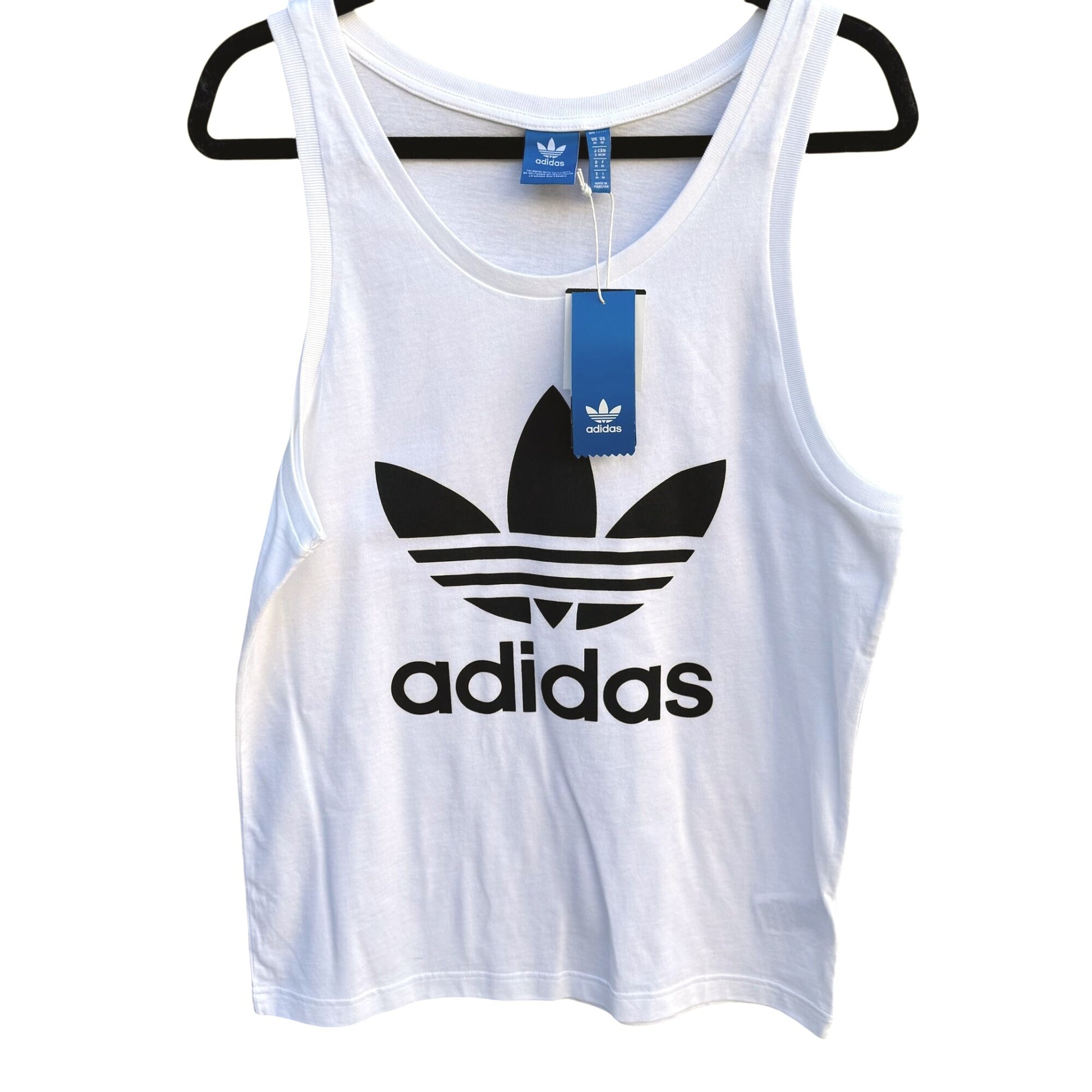 Adidas Trefoil Athleisure Tank Top White M Cotton Mens Sleeveless Workout Shirt