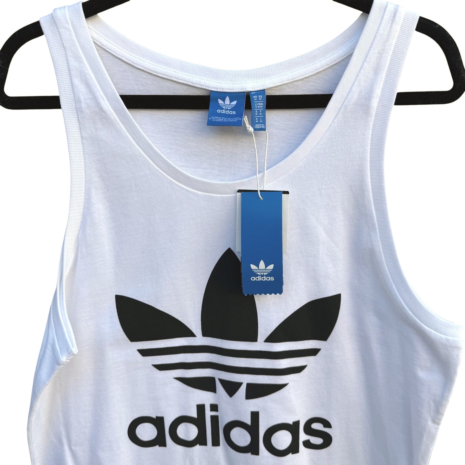 Adidas Trefoil Athleisure Tank Top White M Cotton Mens Sleeveless Workout Shirt