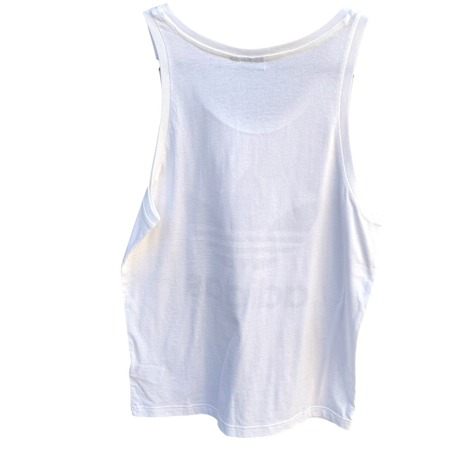 Adidas Trefoil Athleisure Tank Top White M Cotton Mens Sleeveless Workout Shirt