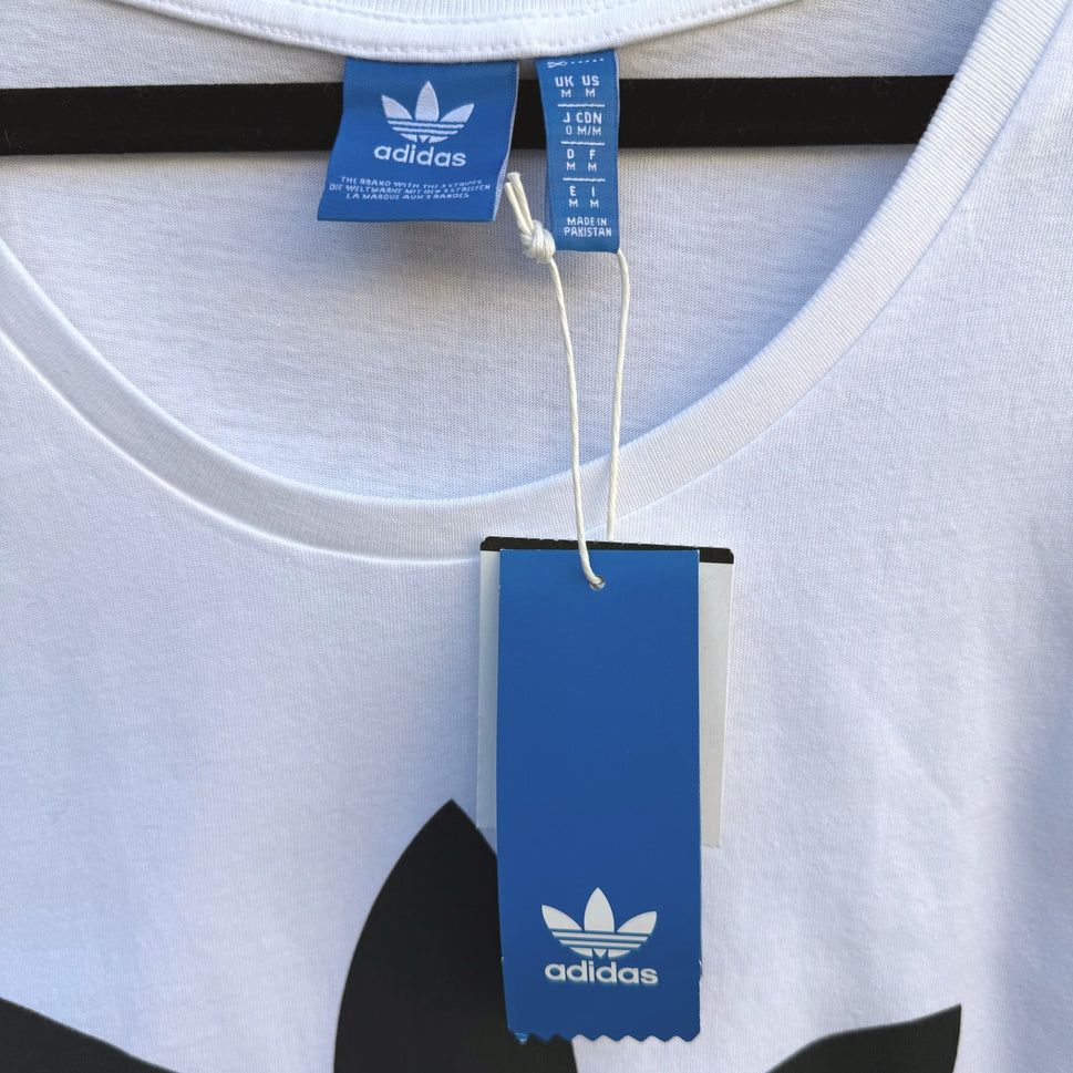 Adidas Trefoil Athleisure Tank Top White M Cotton Mens Sleeveless Workout Shirt