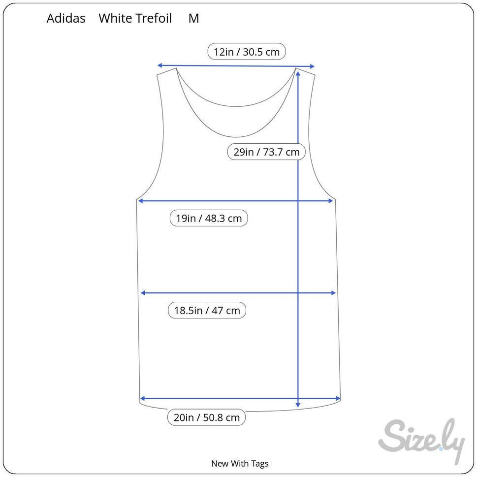 Adidas Trefoil Athleisure Tank Top White M Cotton Mens Sleeveless Workout Shirt