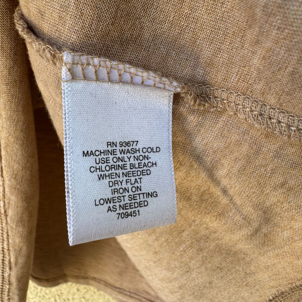 Liz Claiborne Vintage Y2K Womens Beige V-Neck Babydoll Cap Sleeve Shirt Top M