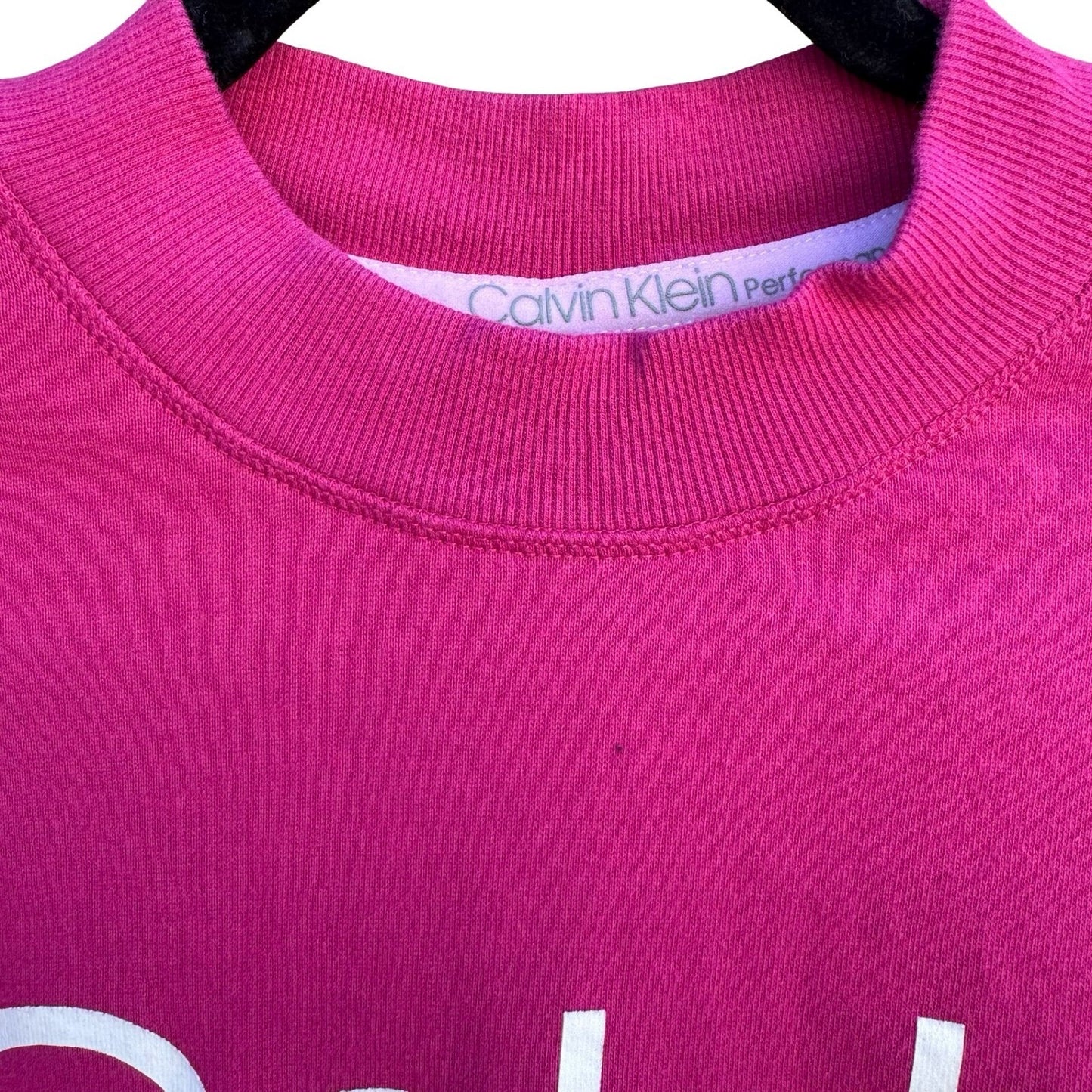 Calvin Klein Performance Womens Magenta Pink Cropped Logo Sweatshirt Size S