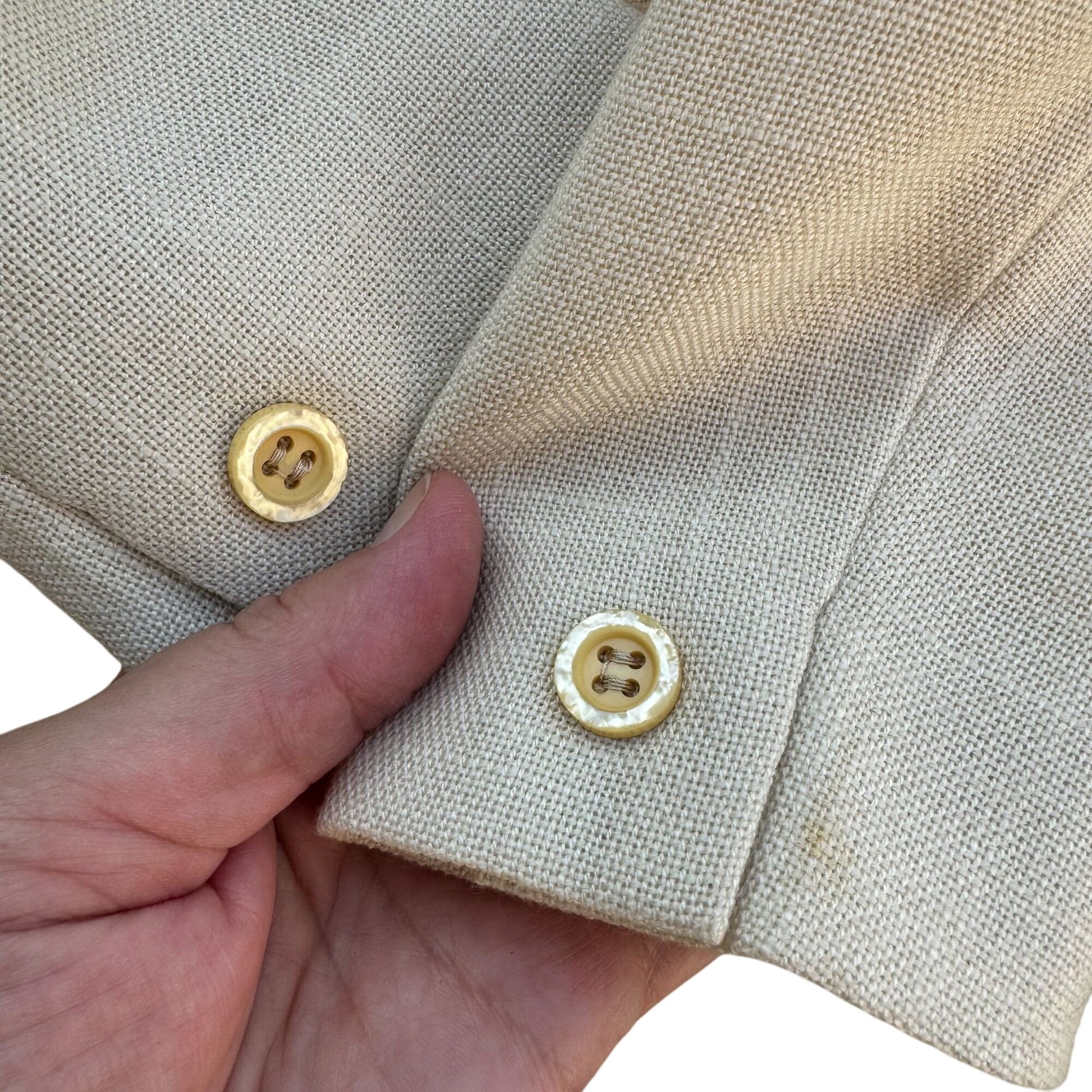 Suits Me Vintage Tan Womens Single Breasted 1 Button Linen Look Blazer Jacket 12