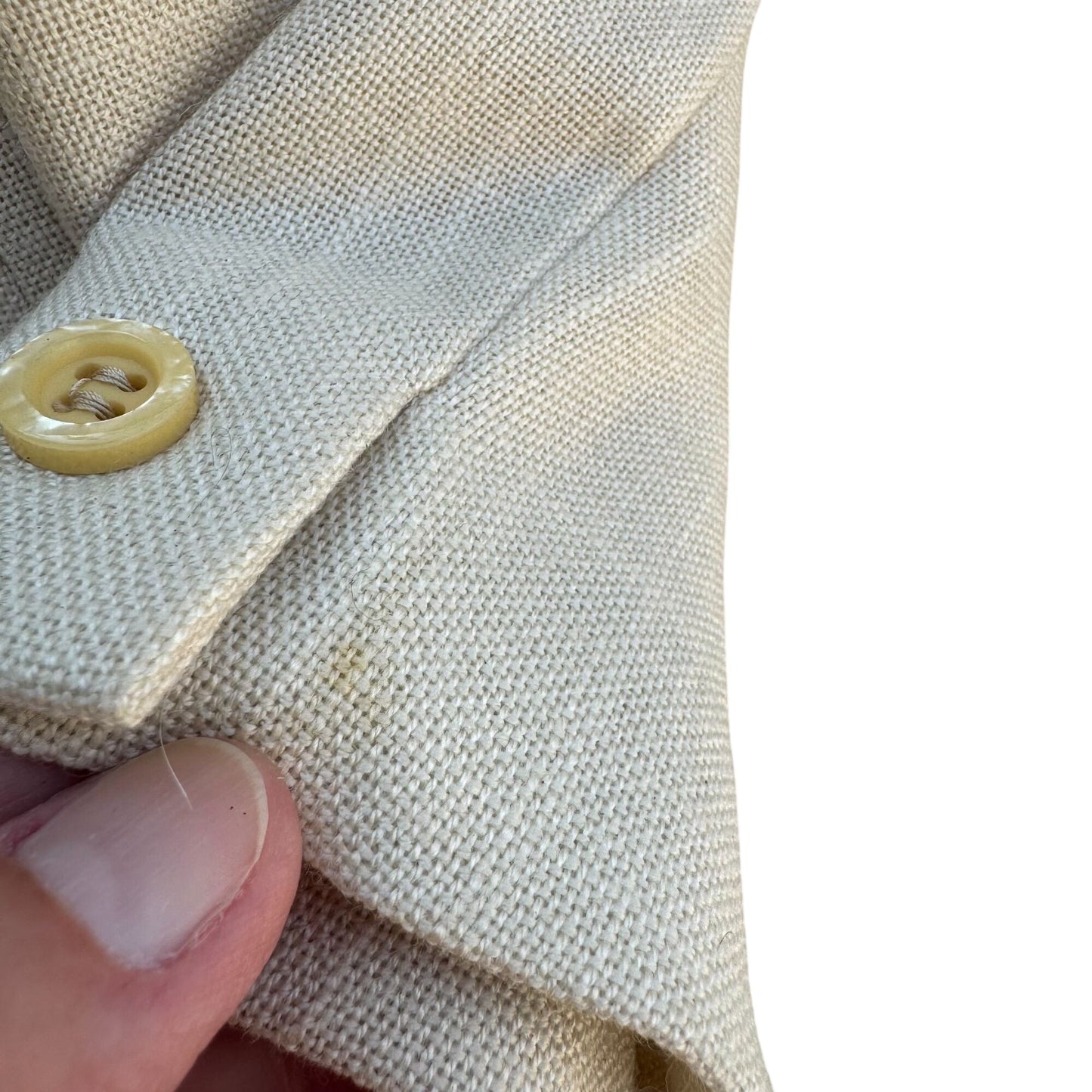 Suits Me Vintage Tan Womens Single Breasted 1 Button Linen Look Blazer Jacket 12