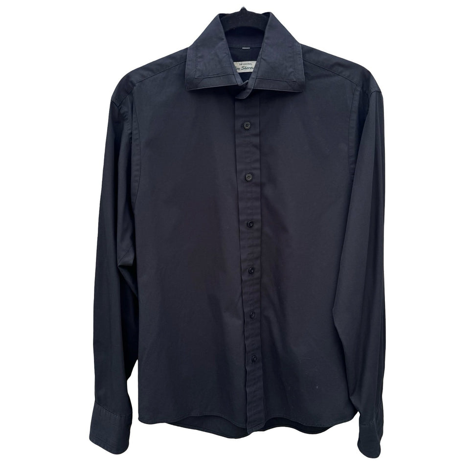 Ben Sherman Mens Black Long Sleeve Button Down Shirt Solid Collared Sharp Fit M