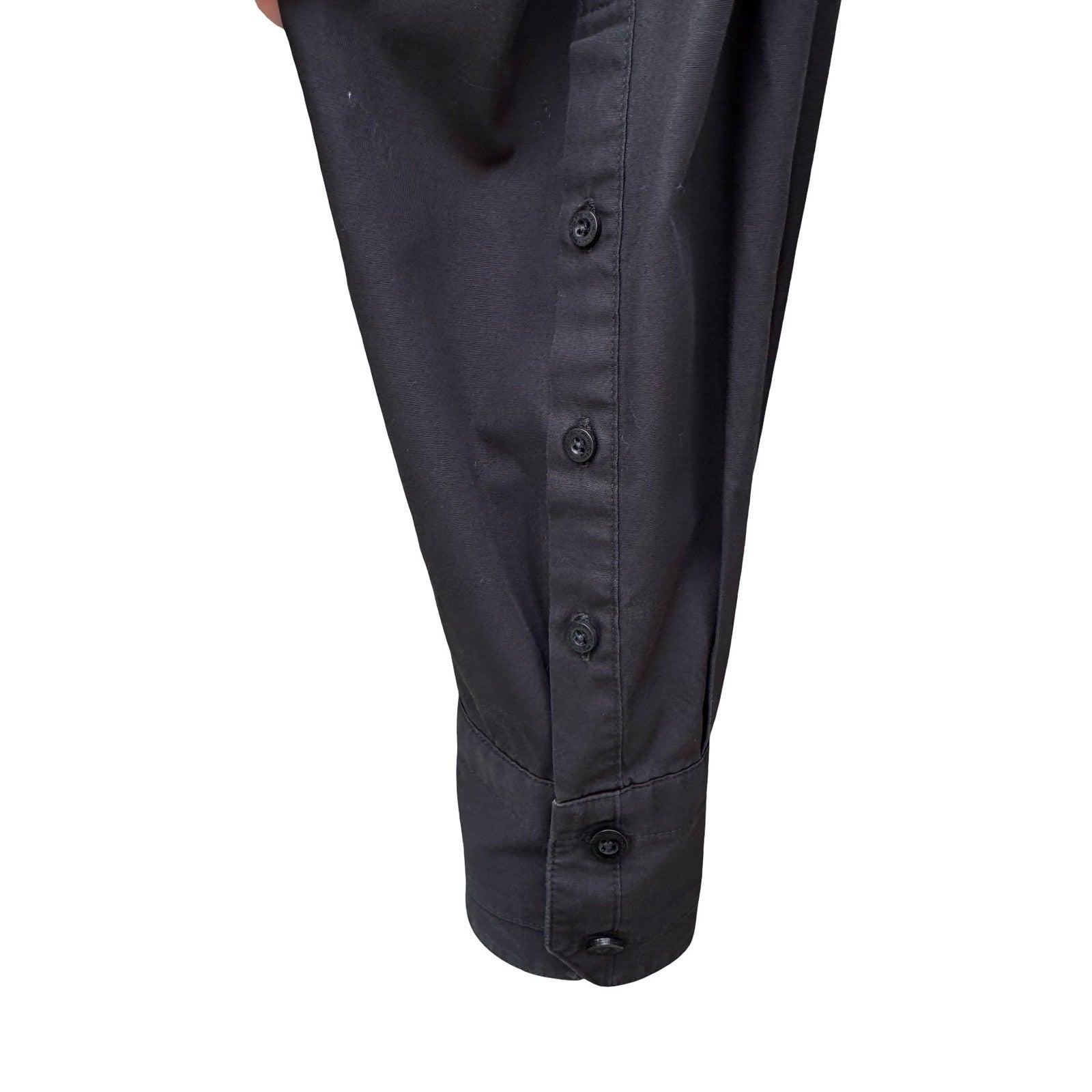 Ben Sherman Mens Black Long Sleeve Button Down Shirt Solid Collared Sharp Fit M