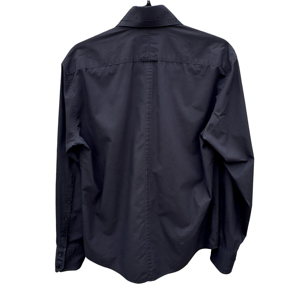 Ben Sherman Mens Black Long Sleeve Button Down Shirt Solid Collared Sharp Fit M
