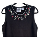 Switch Storybook Knits Embroidered Floral Black Tank Top Ramie &amp; Cotton Blend Ladies M 2 image