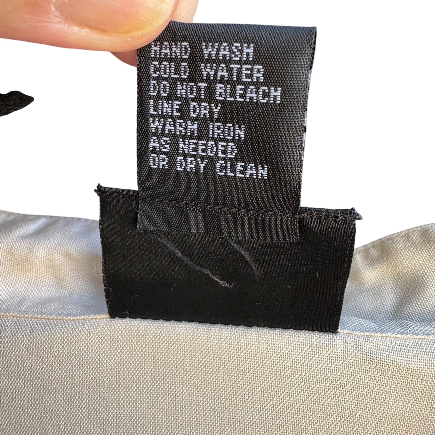 Notations Womens Silk Mandarin Collar Beige 3/4 Sleeve Button-Up Shirt Blouse 2X