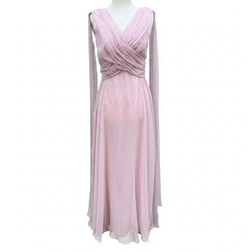 Miss Elliette California Vintage 60s Pink Chiffon Grecian Maxi Dress 2577 Sze XS