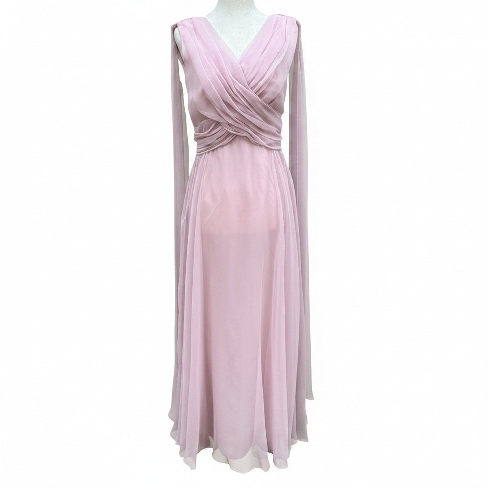 Miss Elliette California Vintage 60s Pink Chiffon Grecian Maxi Dress 2577 Sze XS