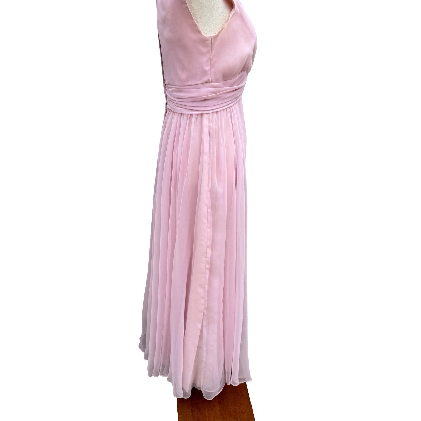 Miss Elliette California Vintage 60s Pink Chiffon Grecian Maxi Dress 2577 Sze XS