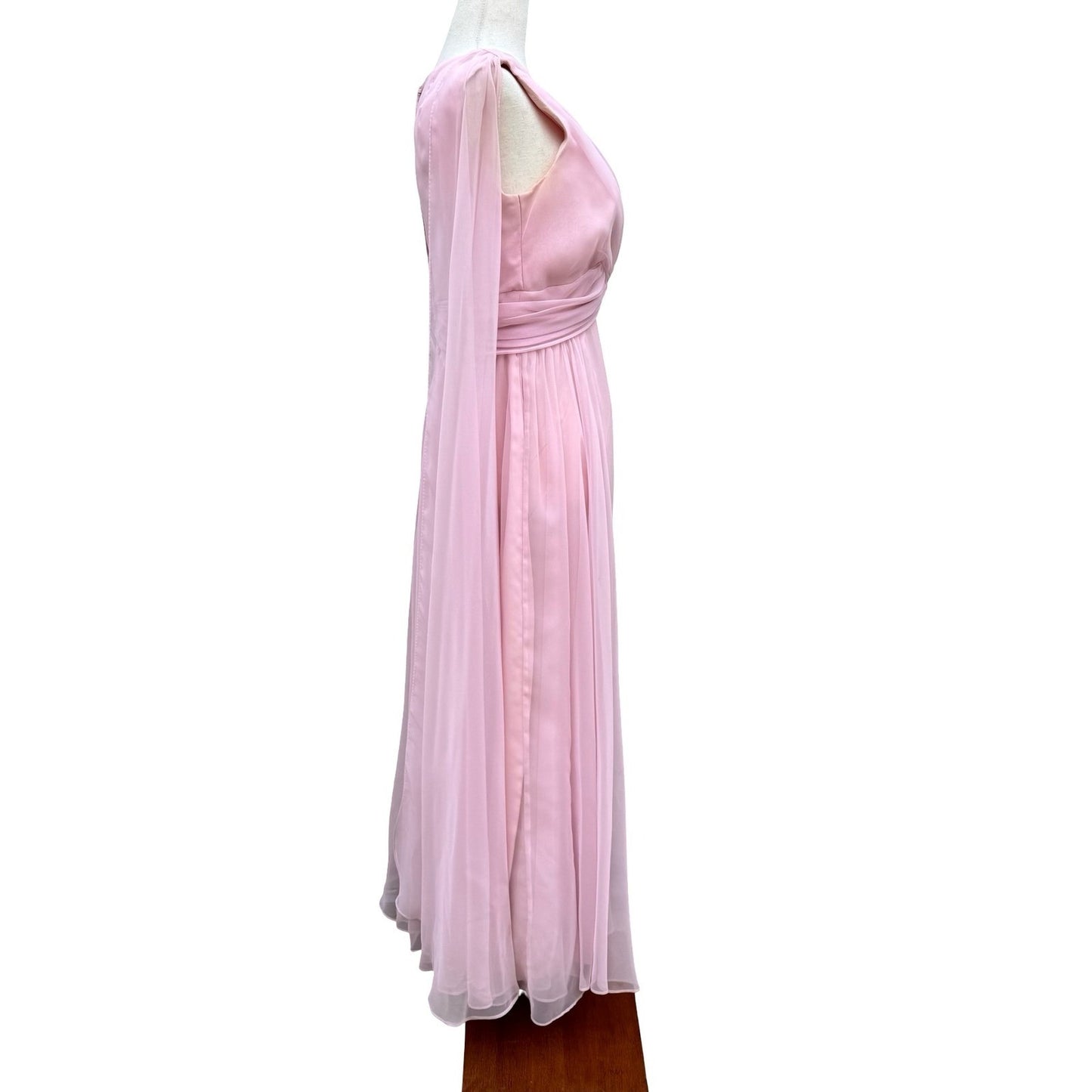 Miss Elliette California Vintage 60s Pink Chiffon Grecian Maxi Dress 2577 Sze XS