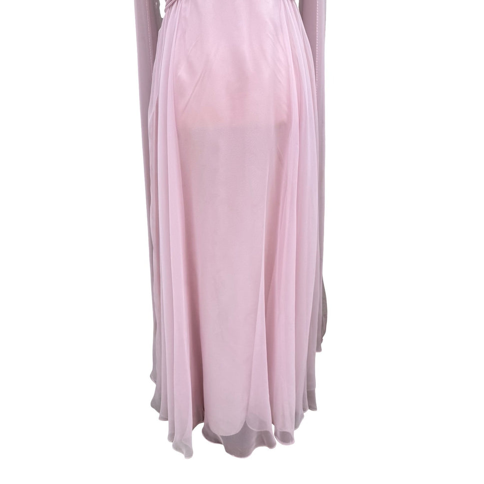 Miss Elliette California Vintage 60s Pink Chiffon Grecian Maxi Dress 2577 Sze XS