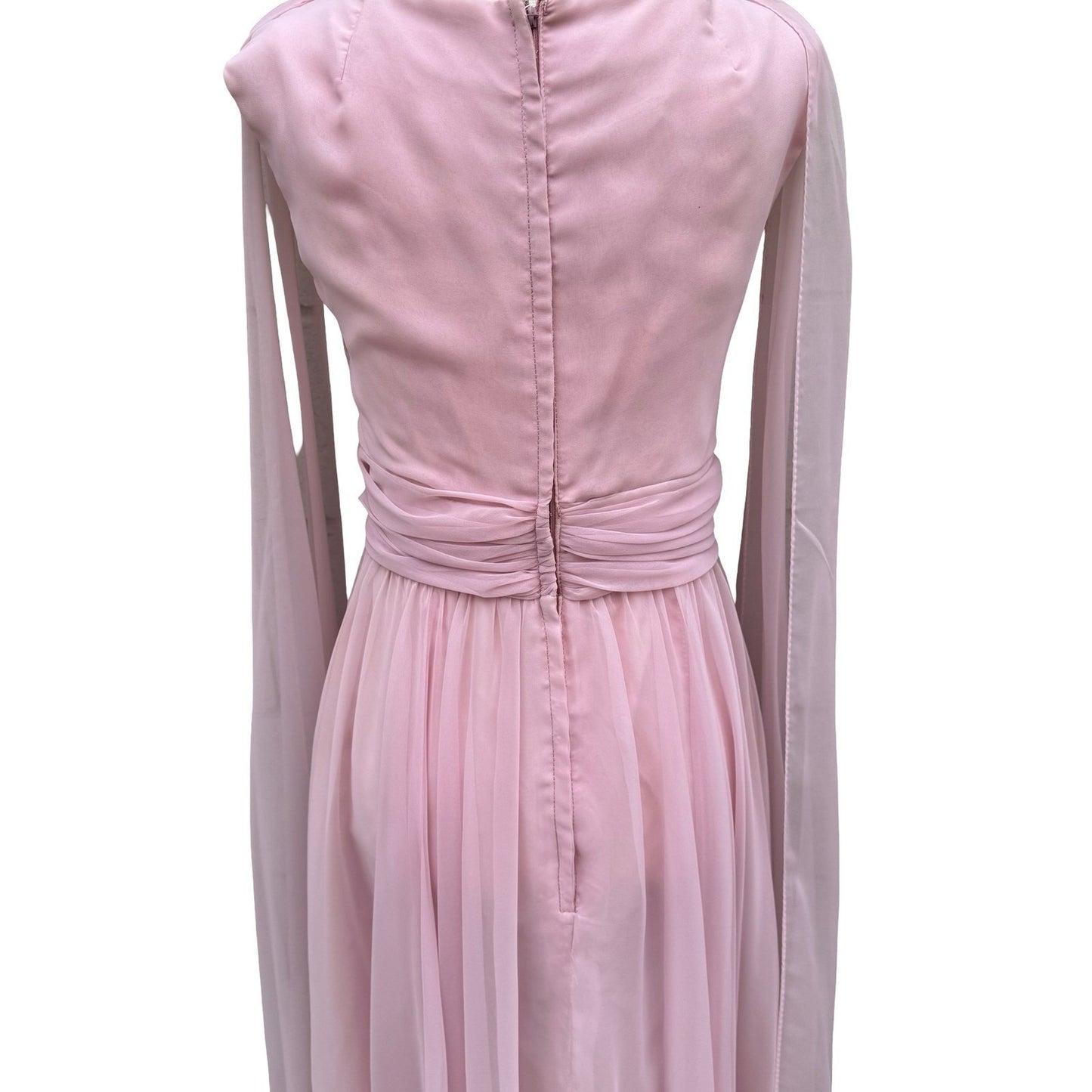 Miss Elliette California Vintage 60s Pink Chiffon Grecian Maxi Dress 2577 Sze XS