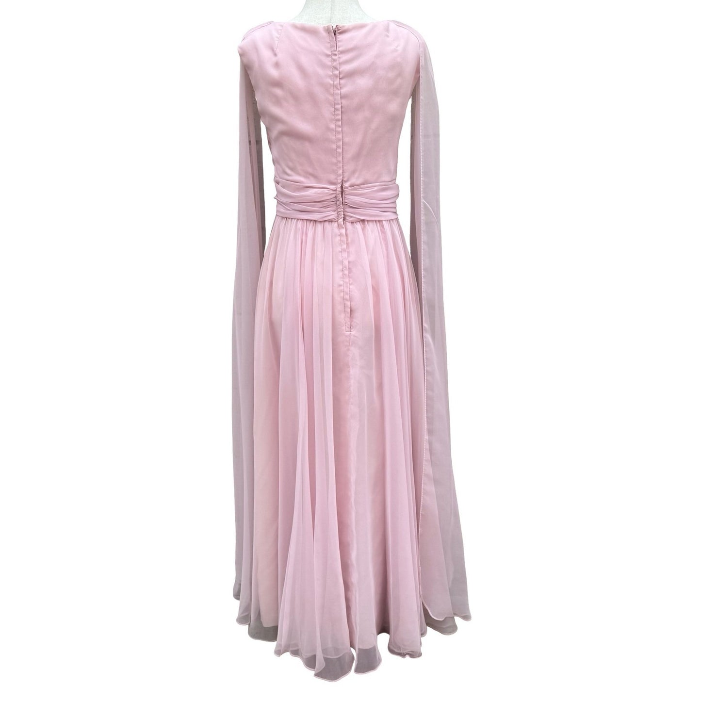 Miss Elliette California Vintage 60s Pink Chiffon Grecian Maxi Dress 2577 Sze XS