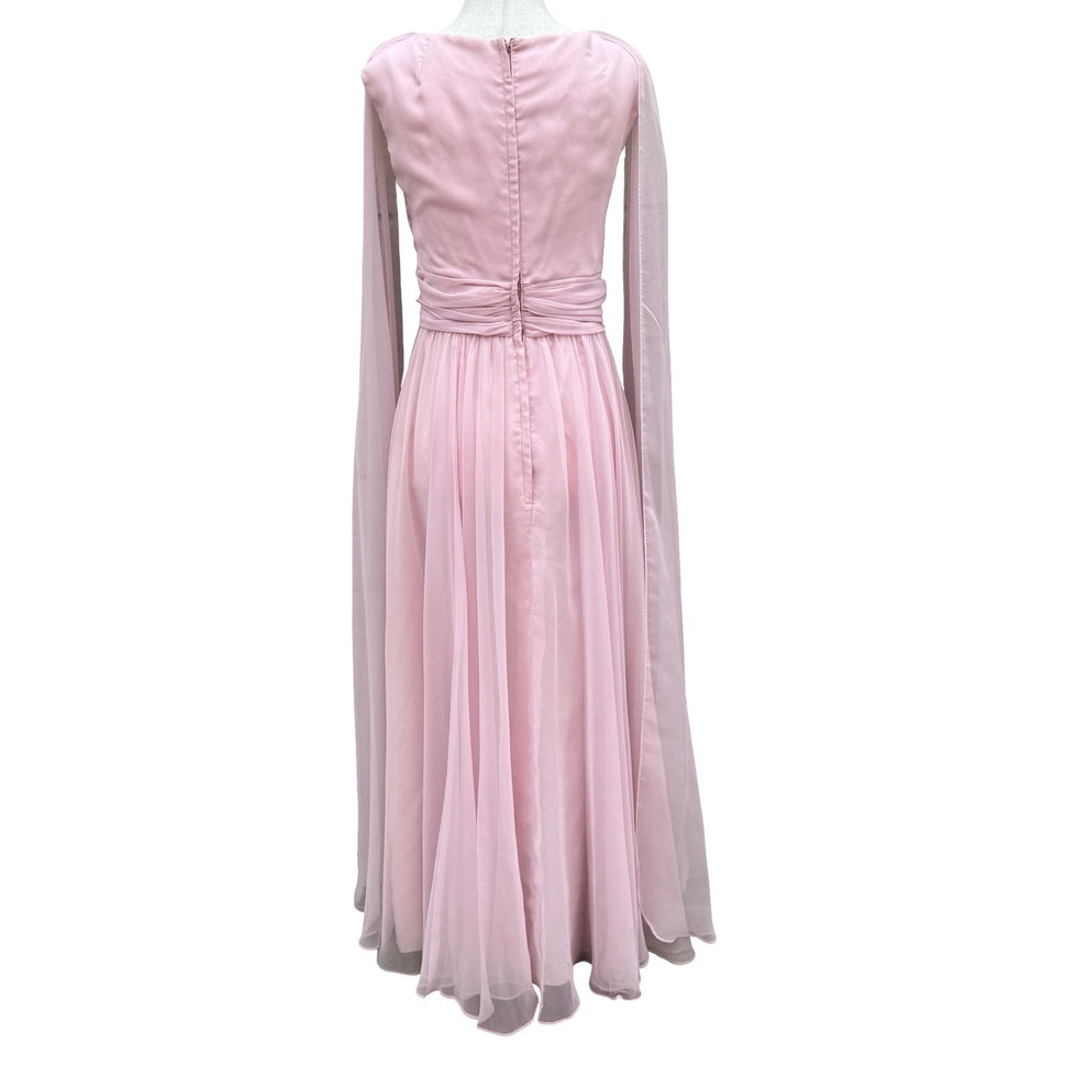 Miss Elliette California Vintage 60s Pink Chiffon Grecian Maxi Dress 2577 Sze XS