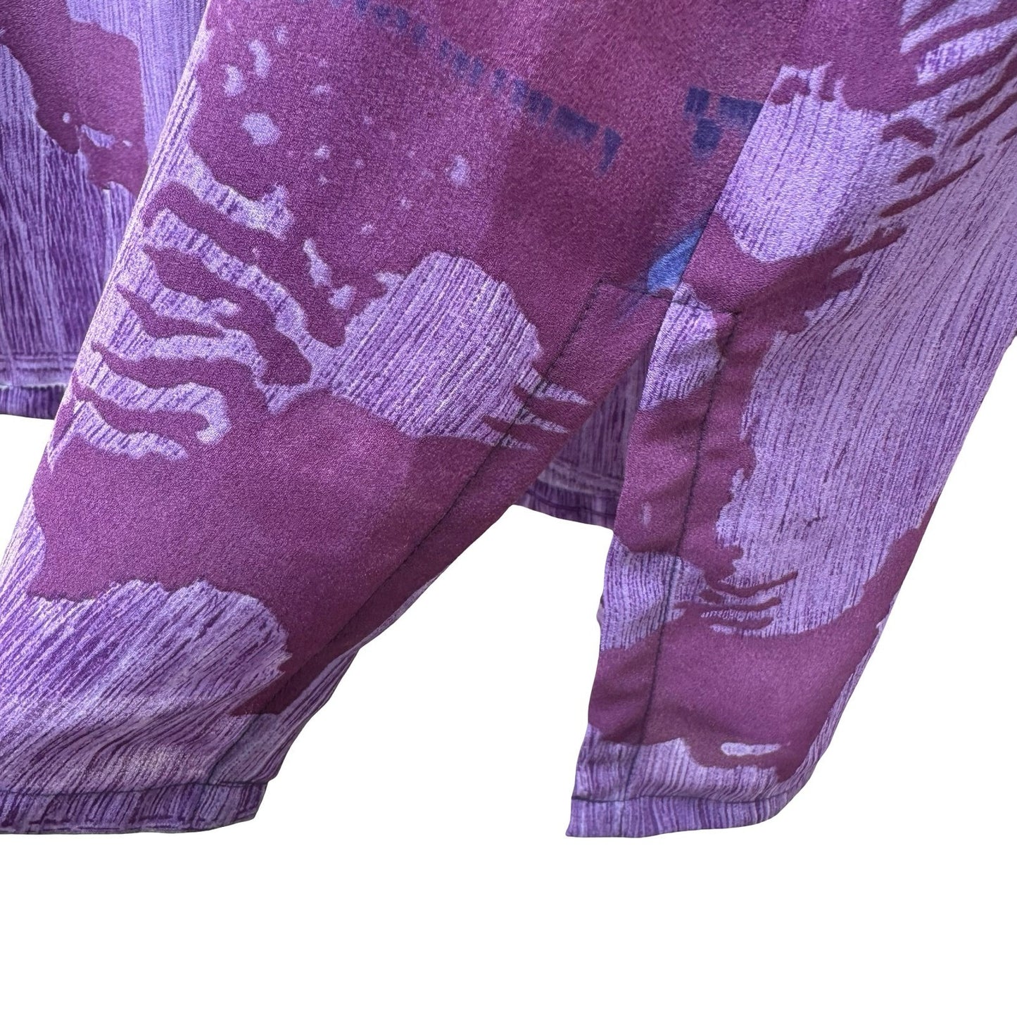 Beverly Rose Vintage 80s Art To Wear Purple Abstract Landscape Print Blouse L