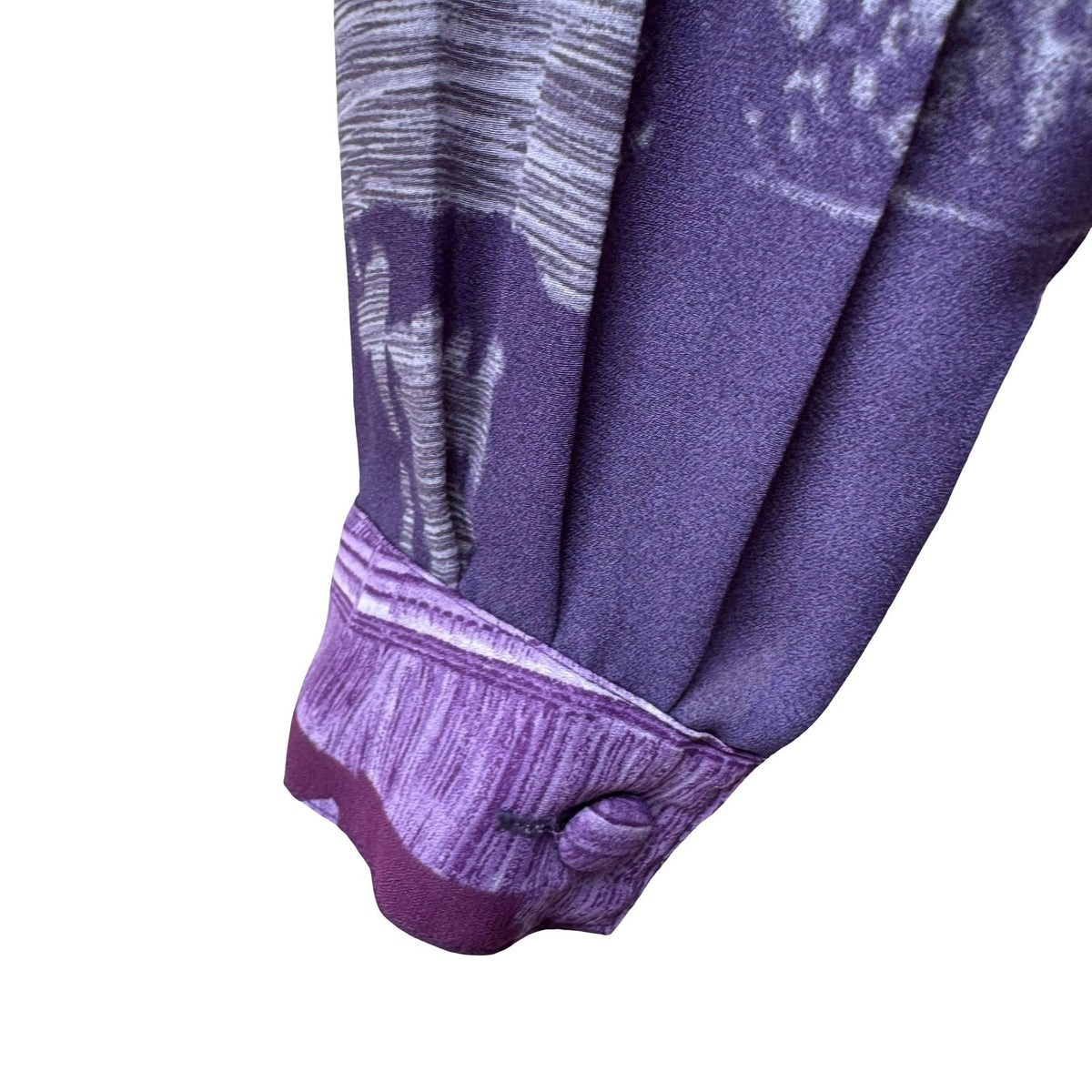 Beverly Rose Vintage 80s Art To Wear Purple Abstract Landscape Print Blouse L