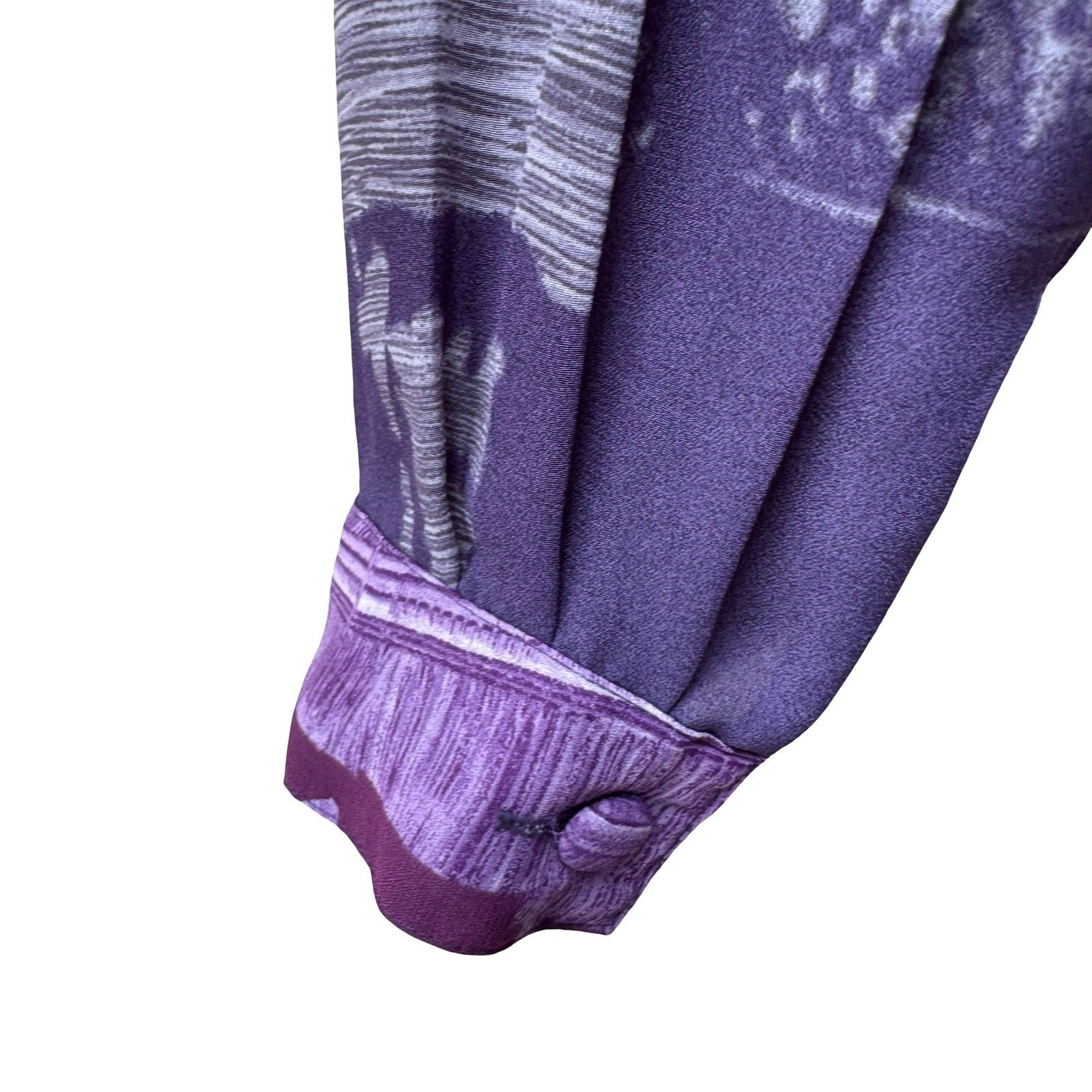 Beverly Rose Vintage 80s Art To Wear Purple Abstract Landscape Print Blouse L