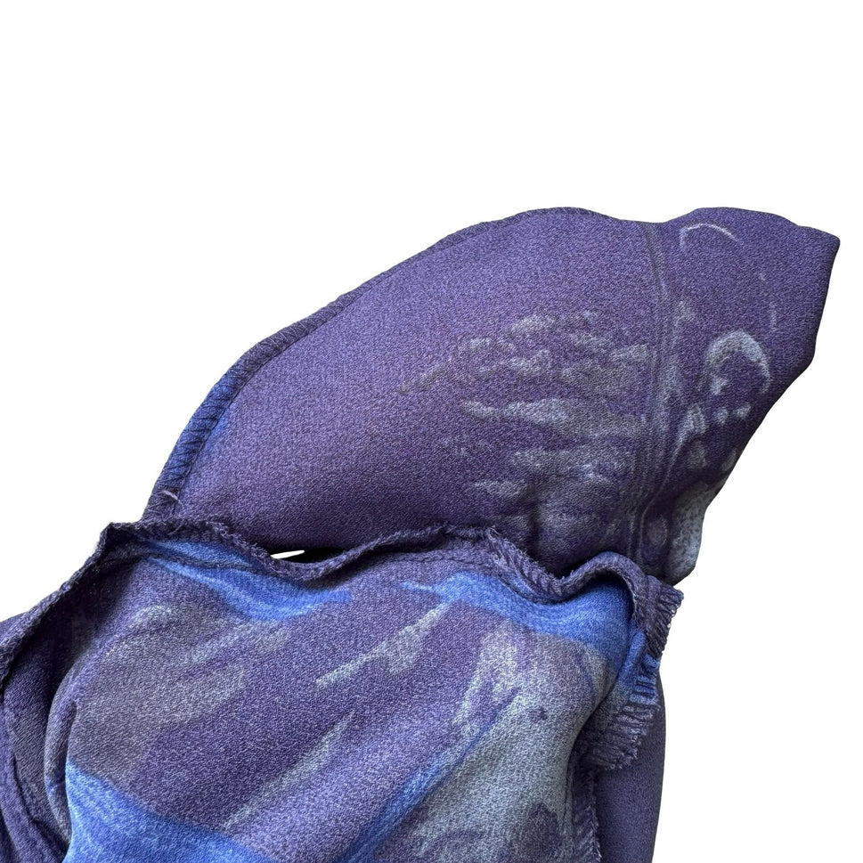 Beverly Rose Vintage 80s Art To Wear Purple Abstract Landscape Print Blouse L