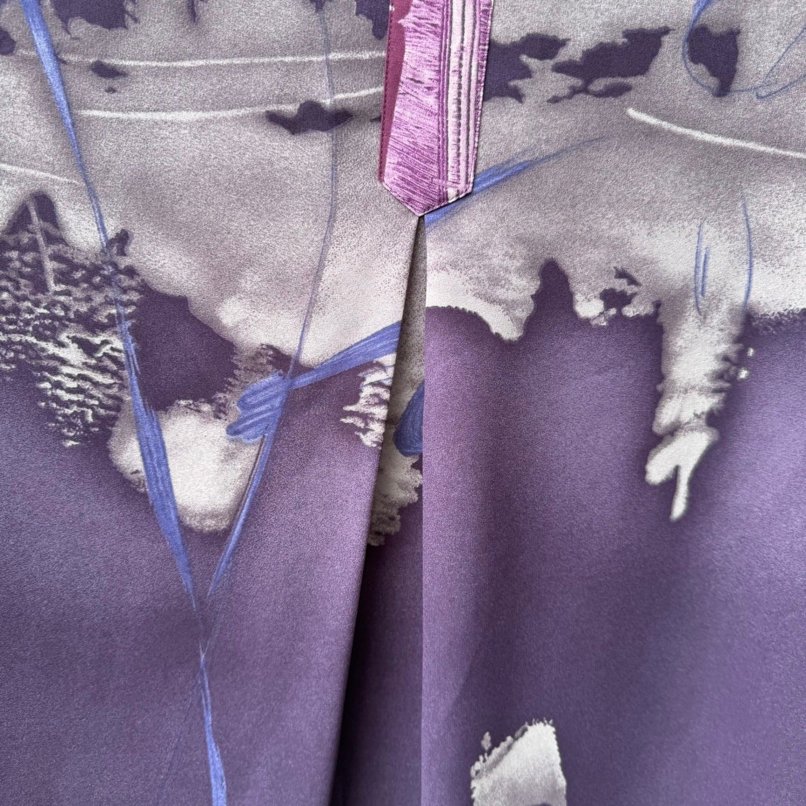 Beverly Rose Vintage 80s Art To Wear Purple Abstract Landscape Print Blouse L