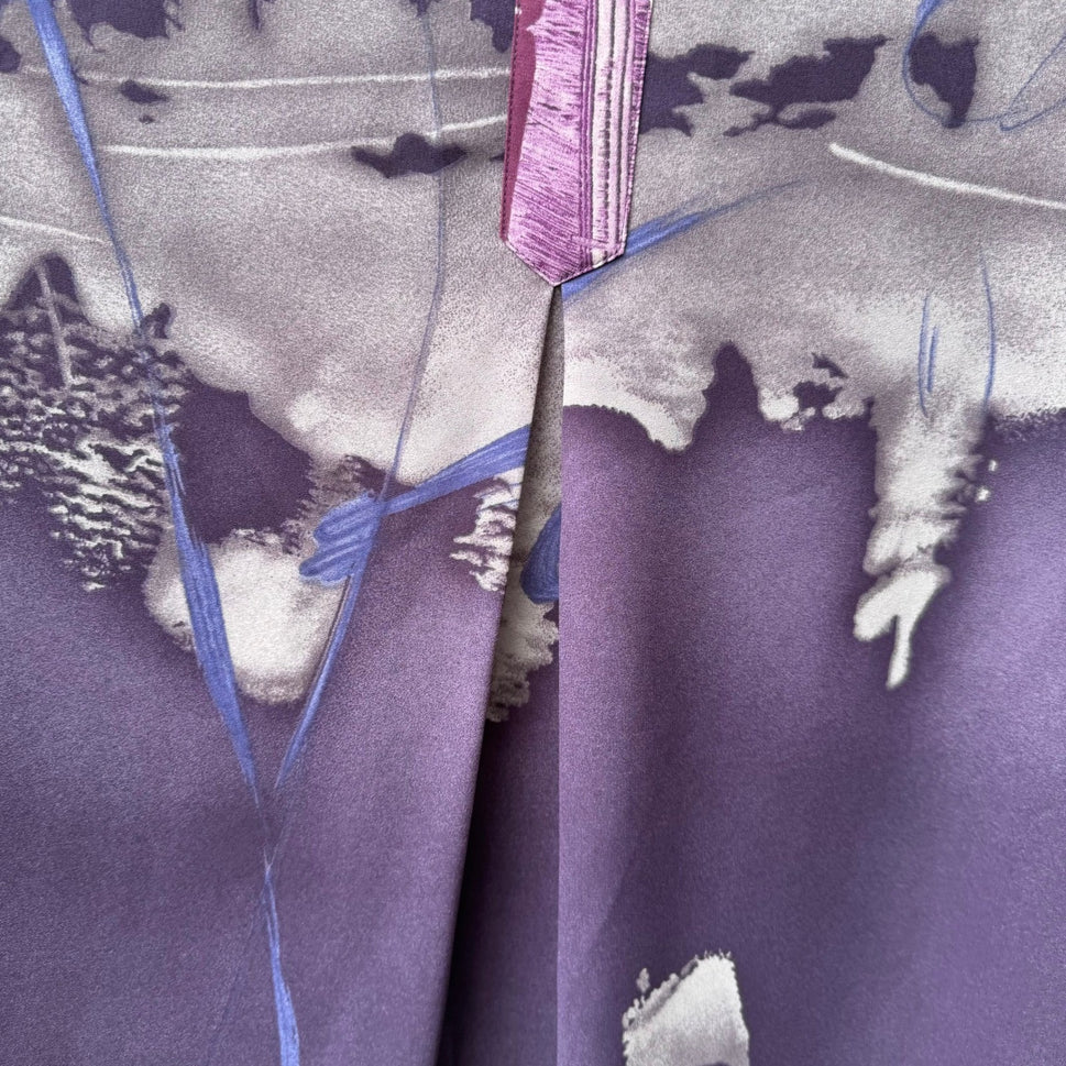 Beverly Rose Vintage 80s Art To Wear Purple Abstract Landscape Print Blouse L