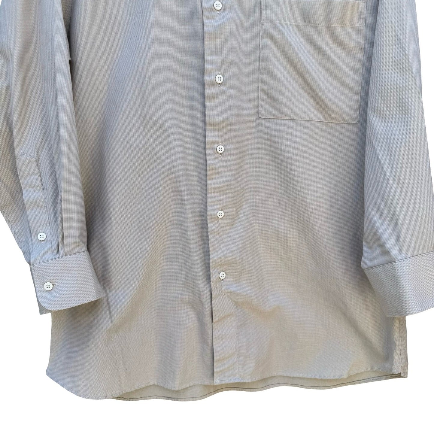 Ike Behar New York Mens Tan Micro Check Dress Shirt 15.5 34 Spread Collar Pocket
