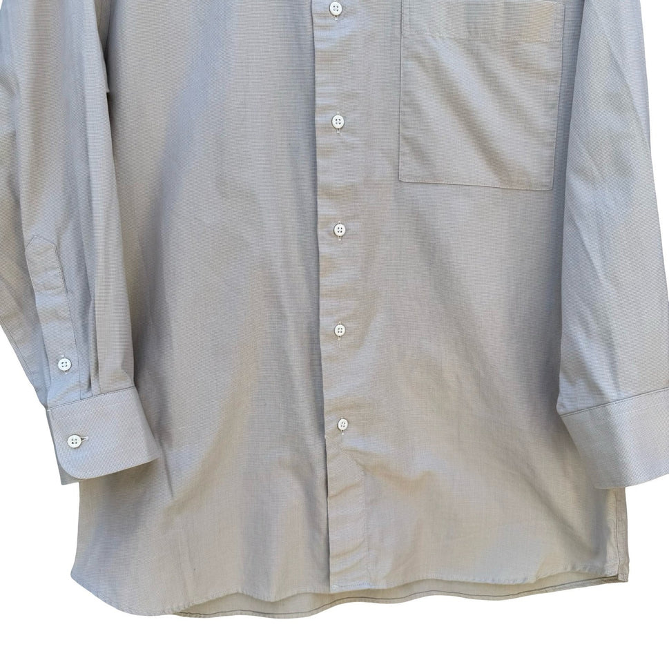 Ike Behar New York Mens Tan Micro Check Dress Shirt 15.5 34 Spread Collar Pocket