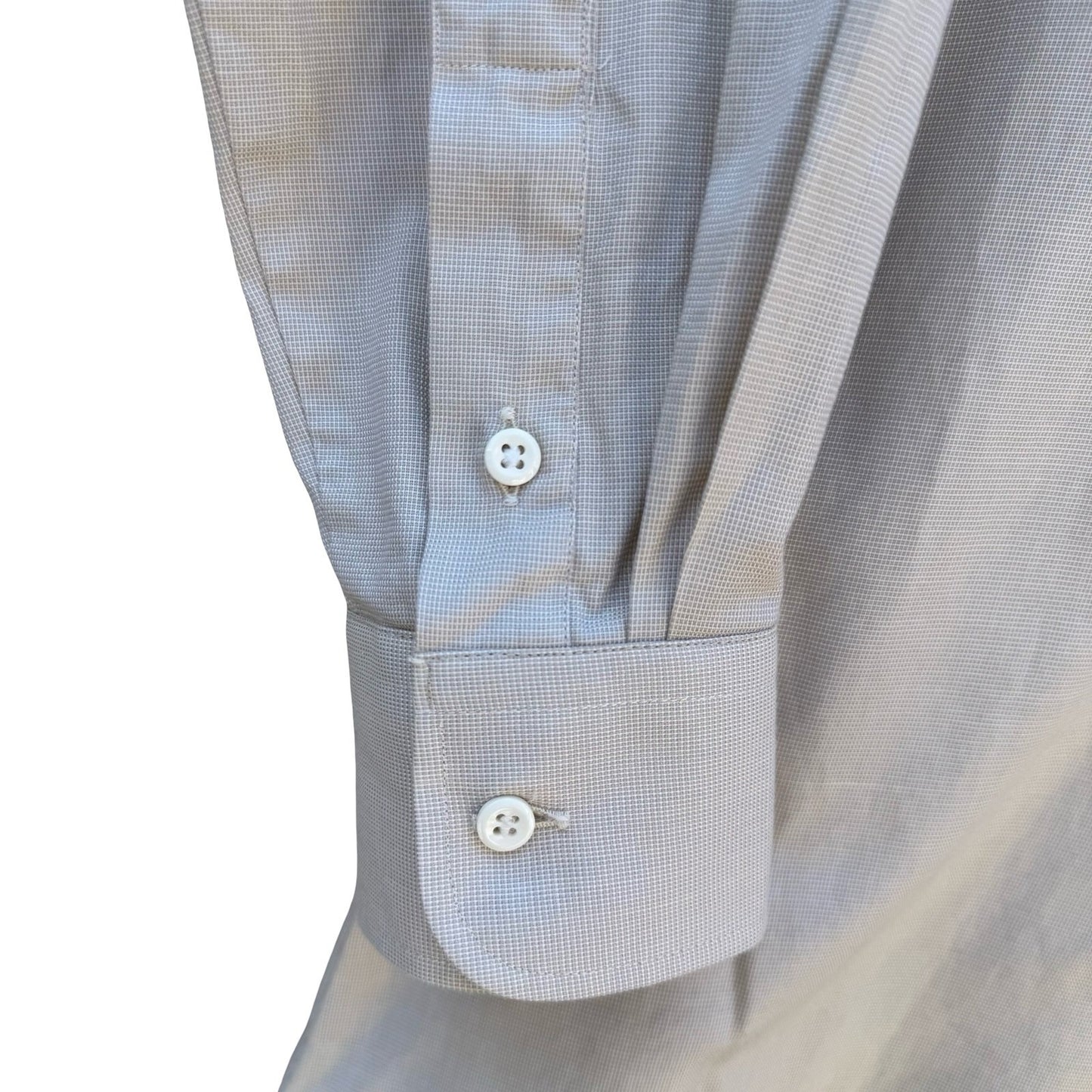 Ike Behar New York Mens Tan Micro Check Dress Shirt 15.5 34 Spread Collar Pocket