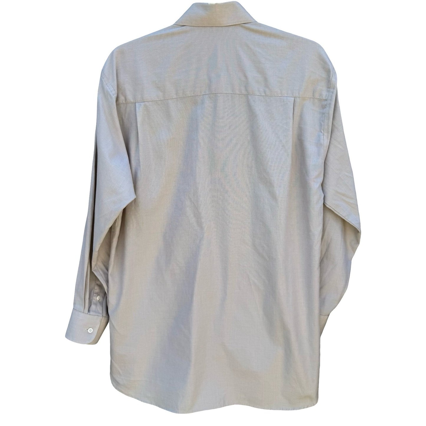 Ike Behar New York Mens Tan Micro Check Dress Shirt 15.5 34 Spread Collar Pocket