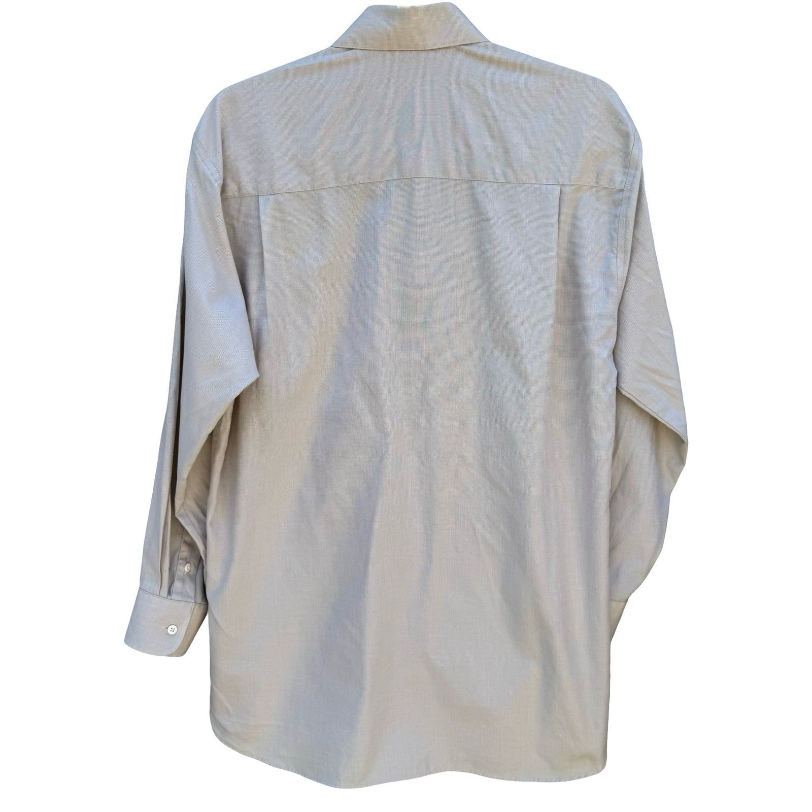 Ike Behar New York Mens Tan Micro Check Dress Shirt 15.5 34 Spread Collar Pocket