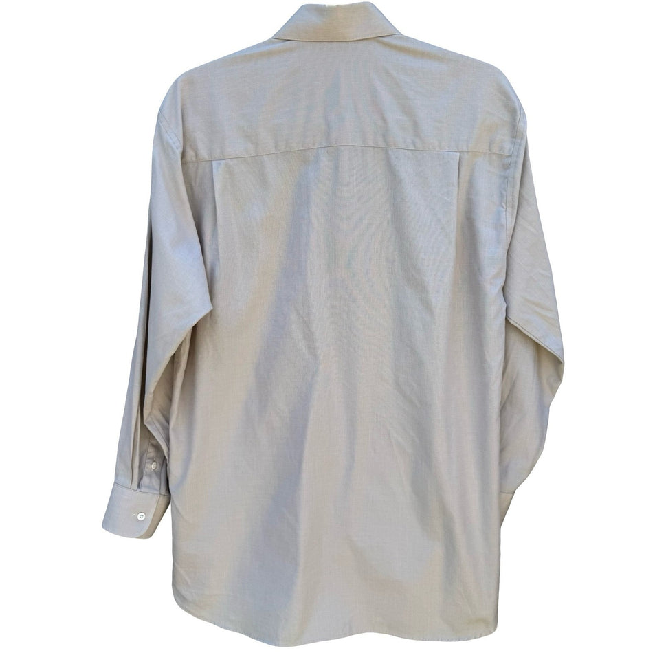 Ike Behar New York Mens Tan Micro Check Dress Shirt 15.5 34 Spread Collar Pocket